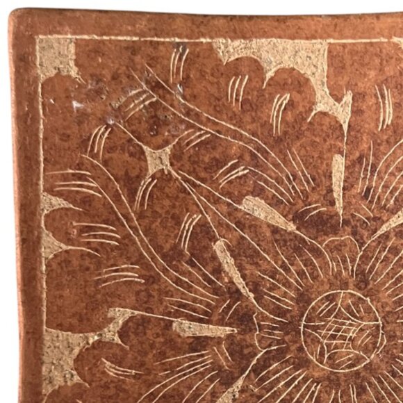 NWT! Vtg  Etched Terracotta Candle Holder Indonesia Floral 2003 Target - Picture 5 of 9